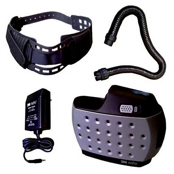 3M Adflo Powered Air Respirator includes standard battery, belt and charger.