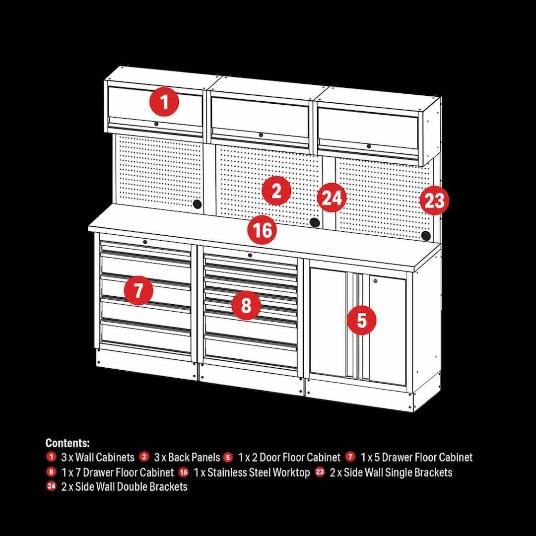 BUNKER 27206 Modular Storage Combo with Hardwood Worktop (14 Piece)