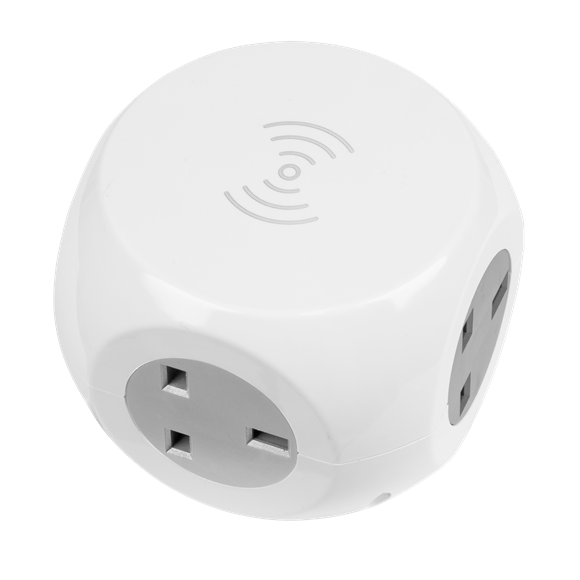 Sealey EL144WC Extension Cable Cube 1.4m 3 x 230V & 3 x USB Sockets & Wireless Charging Pad