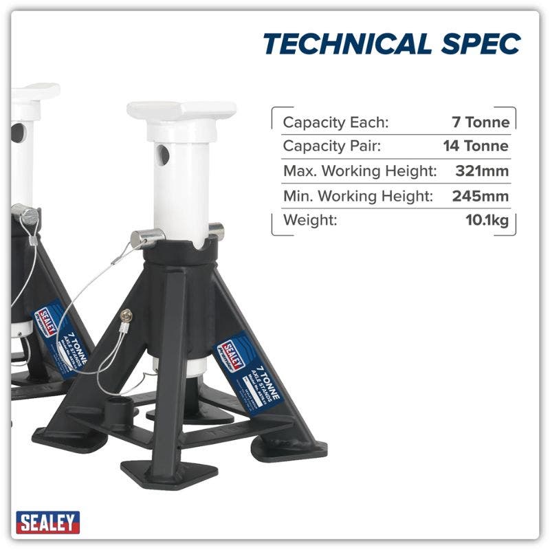 Sealey AS7S Axle Stands (Pair) 7tonne Capacity per Stand Short