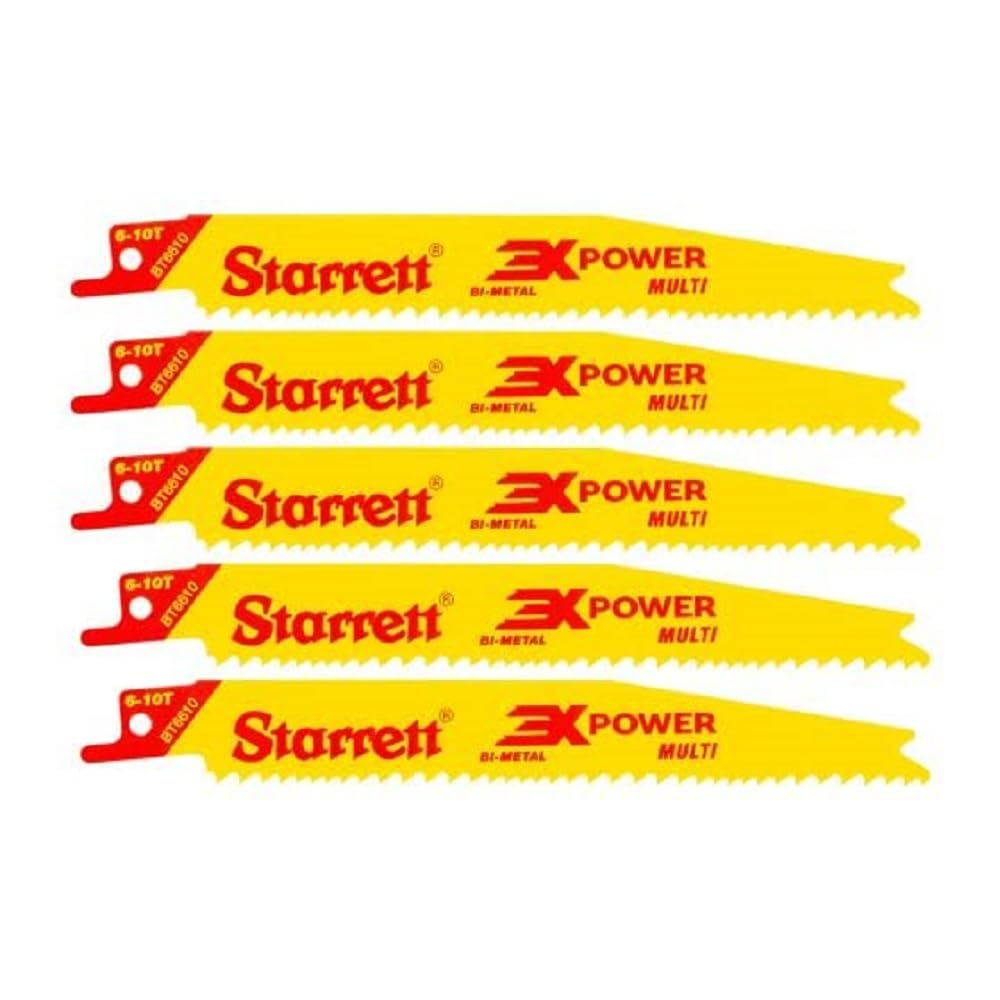 Starrett BT6610-5 Bi-Metal Multi-Purpose Reciprocating Saw Blade 152mm (6") 6-10 TPI (5 Pcs)