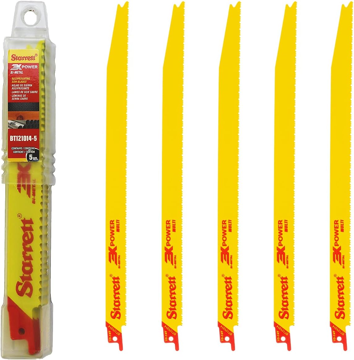 Starrett BT121014-5 Multi Purpose Reciprocating Saw Blades 305mm (12") 10-14 TPI - (5 Pcs)