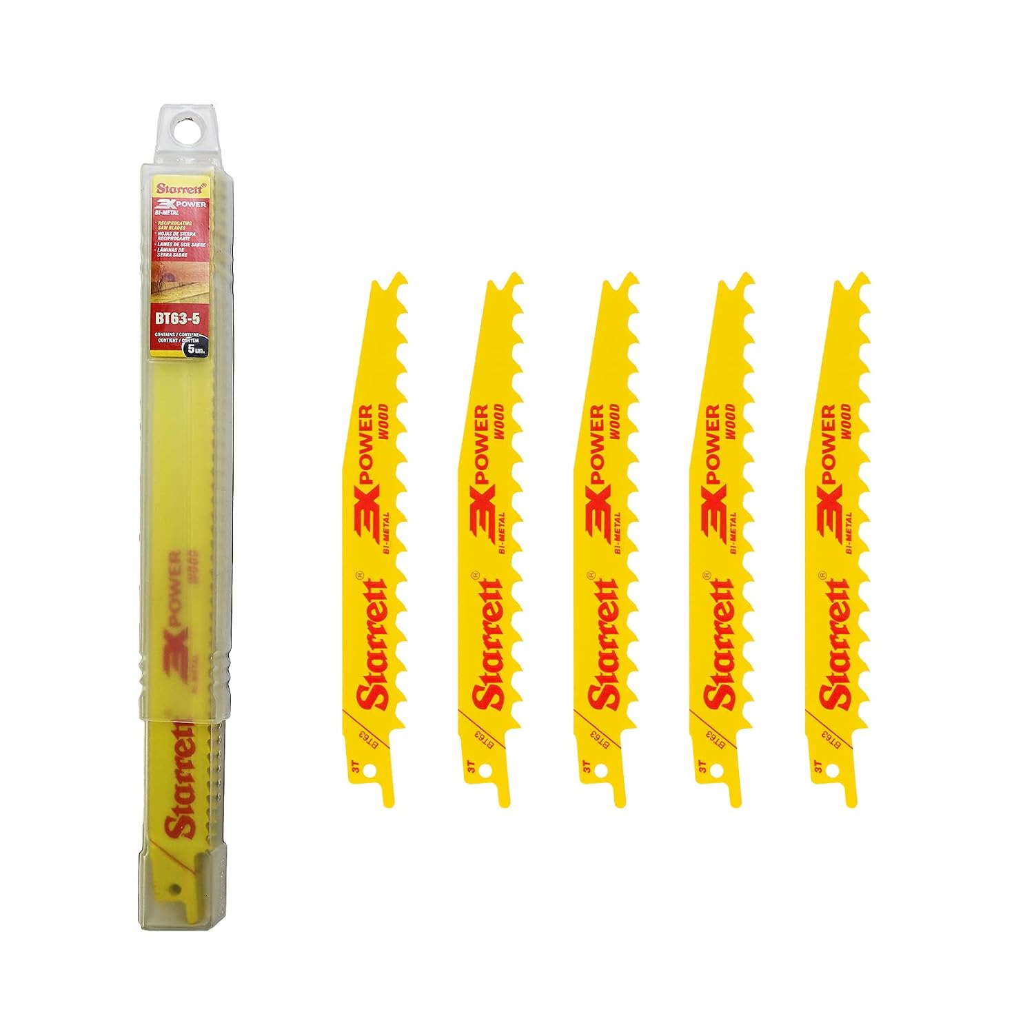 Starrett BT66-5 Wood Cutting Reciprocating Saw Blade 152mm (6") 6 TPI (5 Pcs)