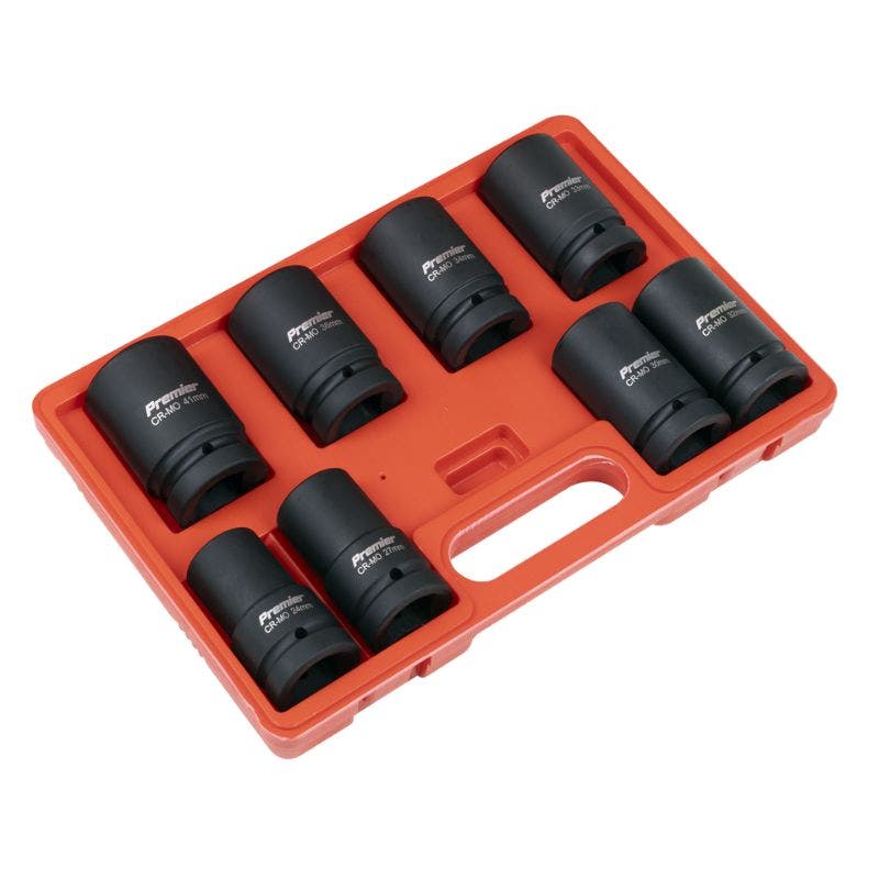 Sealey AK888M Impact Socket Set 8pc Deep 1"Sq Drive - Metric