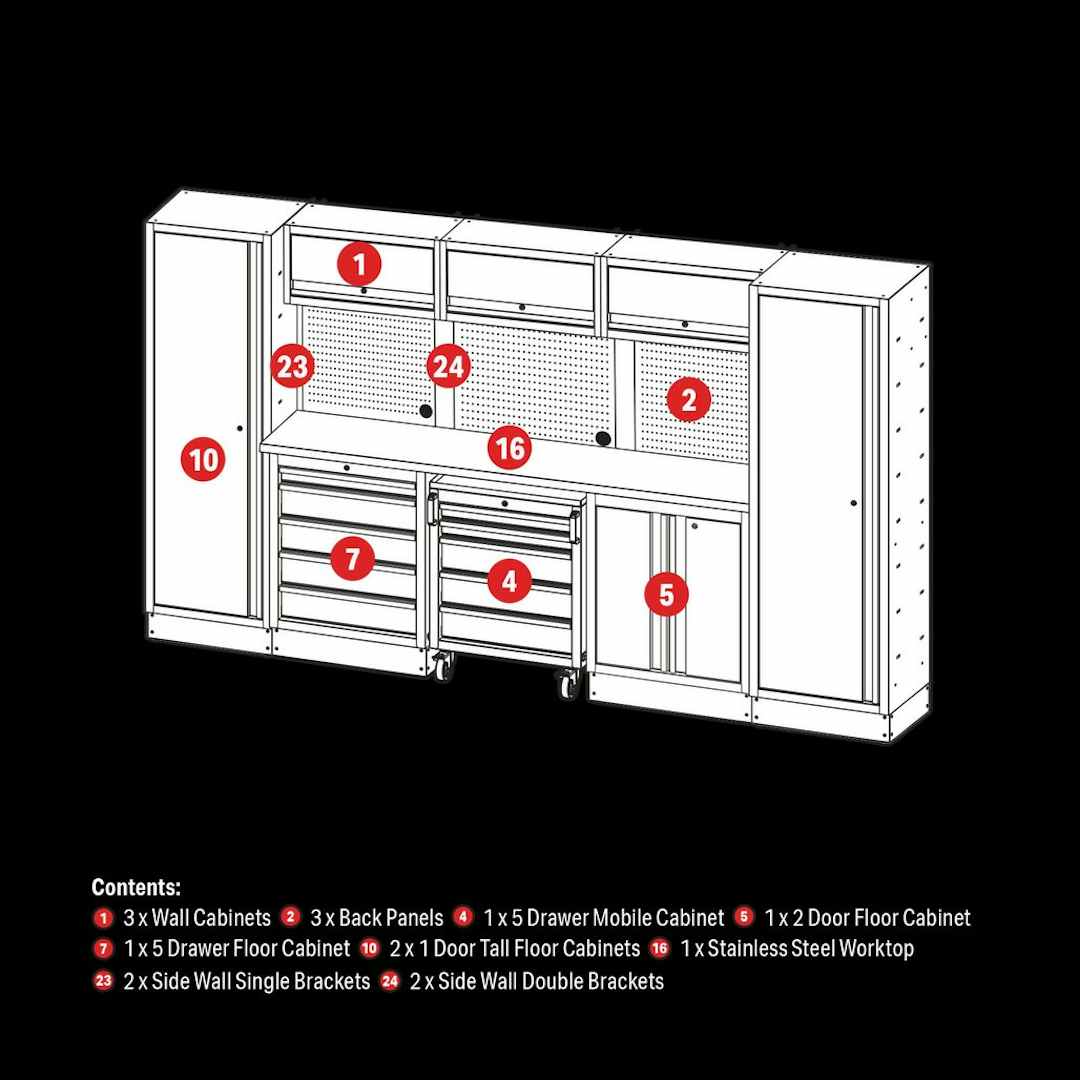 BUNKER 27066 Modular Storage Combo with Hardwood Worktop (16 Piece)