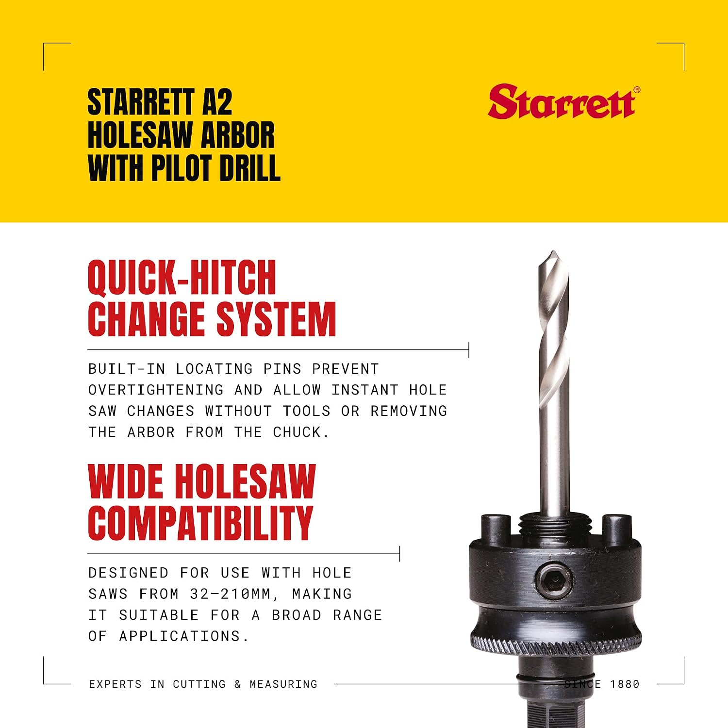 Starrett A2 Hole Saw Drive Arbor with HSS Pilot Drill