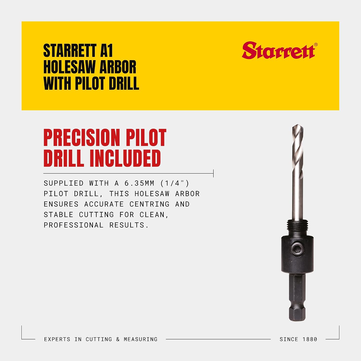 Starrett A1 Hole Saw Drive Arbor with HSS Pilot Drill