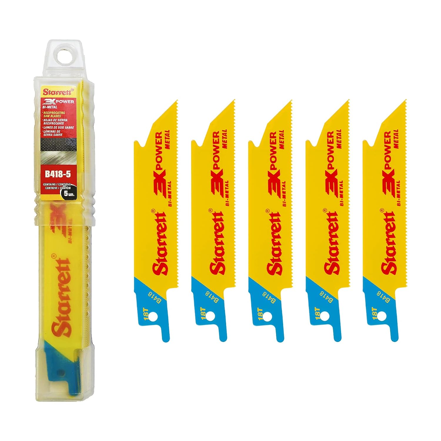Starrett B418-5 Bi-Metal Fast Cut General Purpose Reciprocating Blade 100MM 4" 18 TPI (5 Pcs)