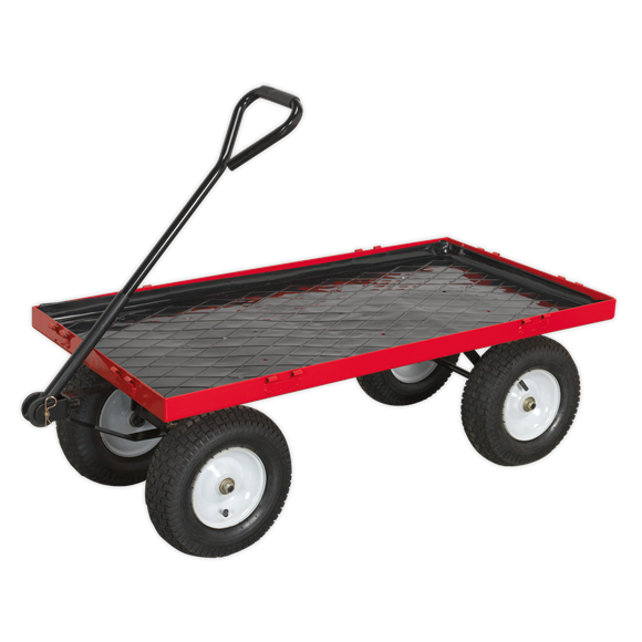 Sealey CST806 Platform Truck with Sides Pneumatic Tyres 350kg Capacity