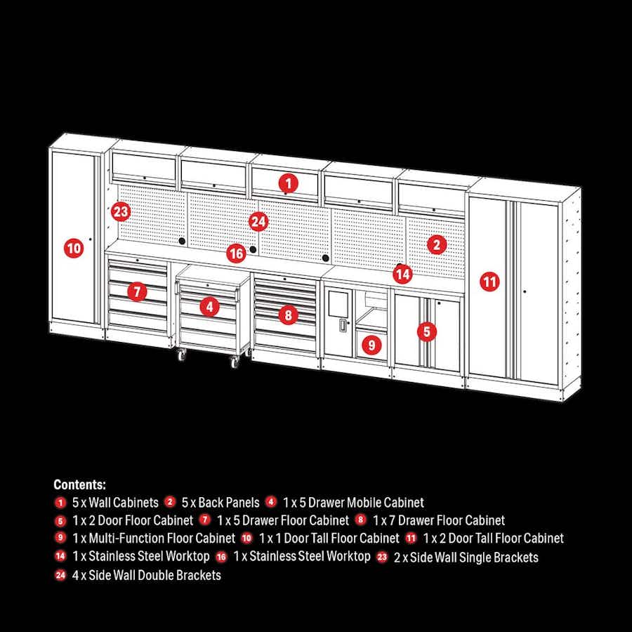 BUNKER 27064 Modular Storage Combo with Hardwood Worktop (25 Piece)