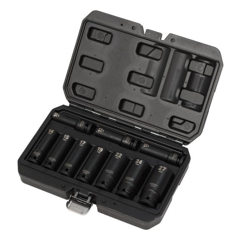 Draper 83096 1/2" Sq. Dr. Metric Deep Impact Socket Set (10 Piece)
