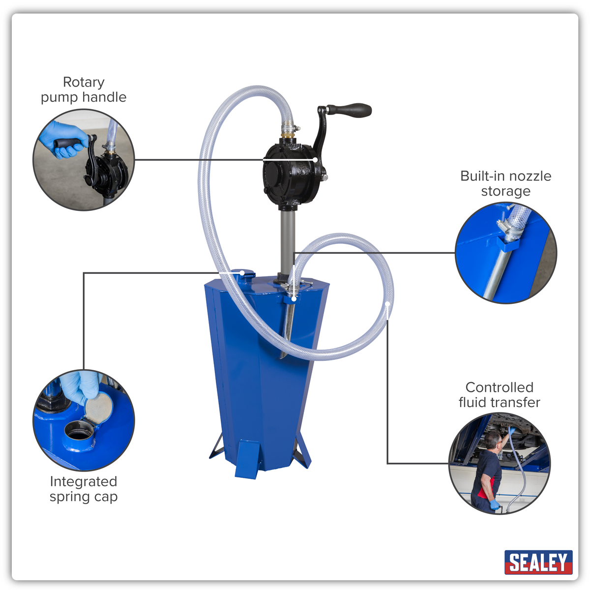 Sealey TP70 Gear Oil Pump with 10.5L Steel Reservoir
