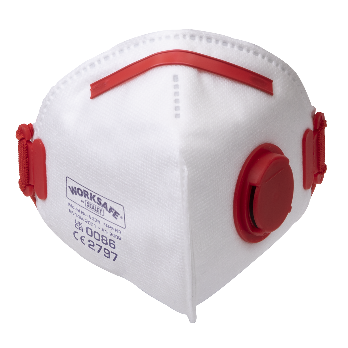 Sealey 9333/10 Worksafe® Valved Fold Flat Mask FFP3 - Pack of 10
