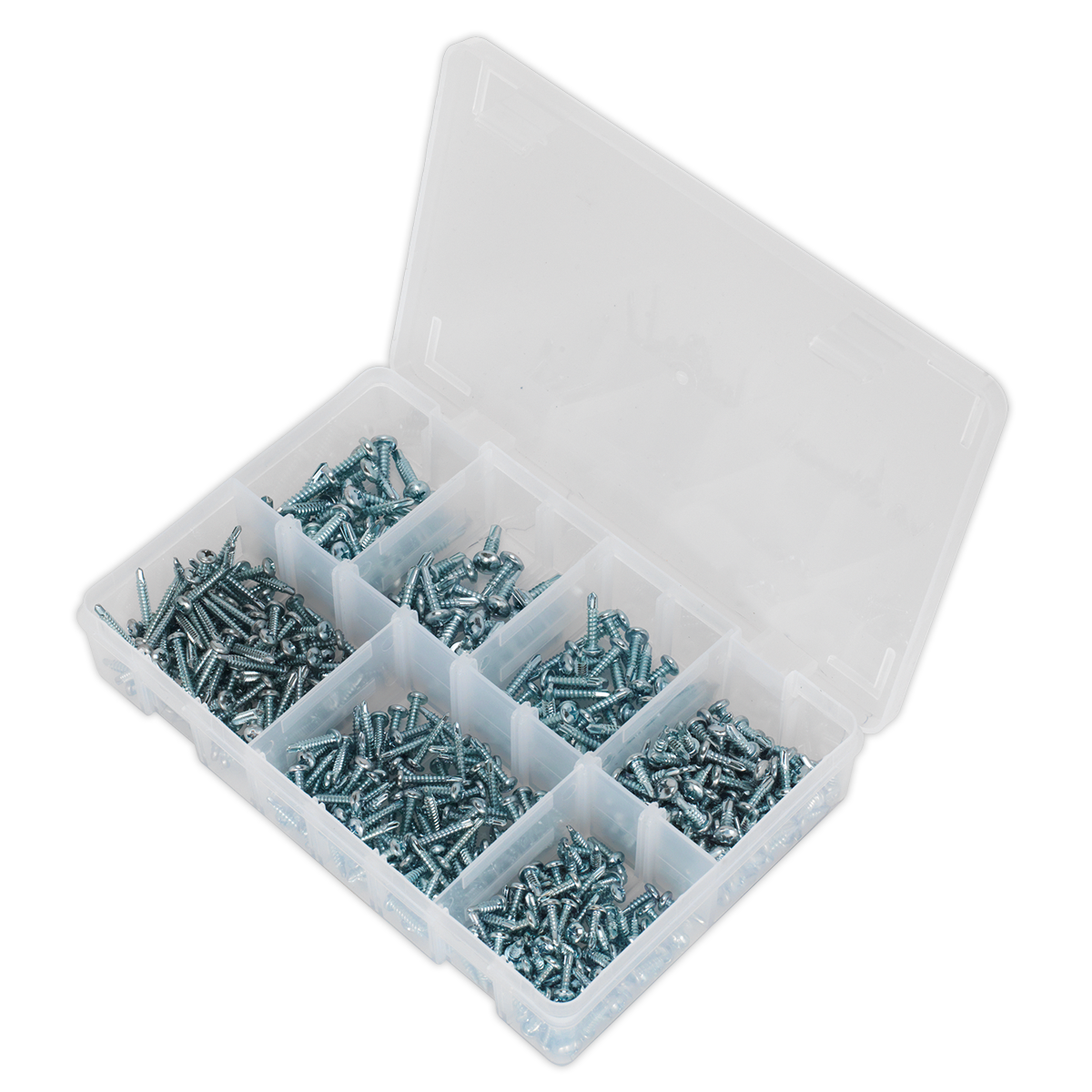 Sealey AB060SDS Self Drilling Screw Assortment 500pc Pan Head Phillips Zinc