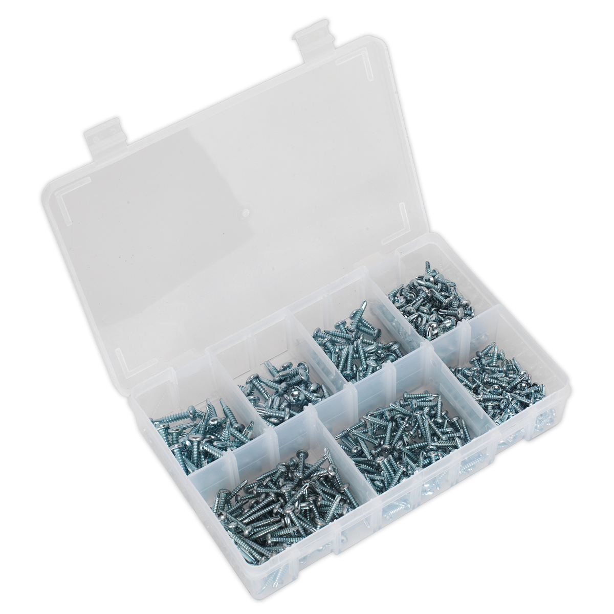 Sealey AB060SDS Self Drilling Screw Assortment 500pc Pan Head Phillips Zinc