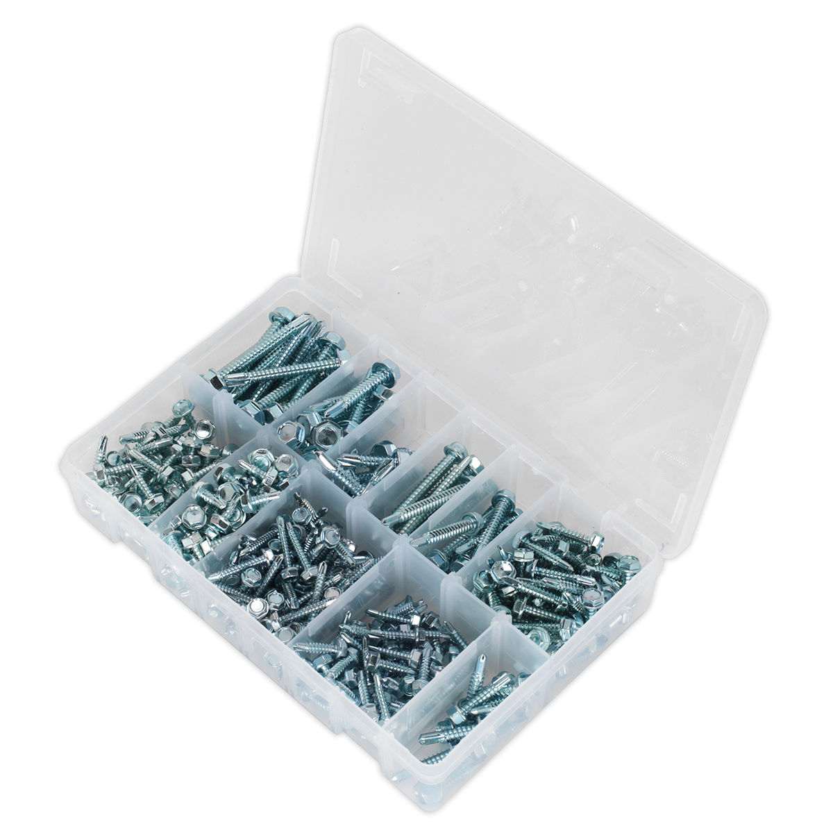 Sealey AB061SDH Self Drilling Screw Assortment 410pc Hex Head Zinc