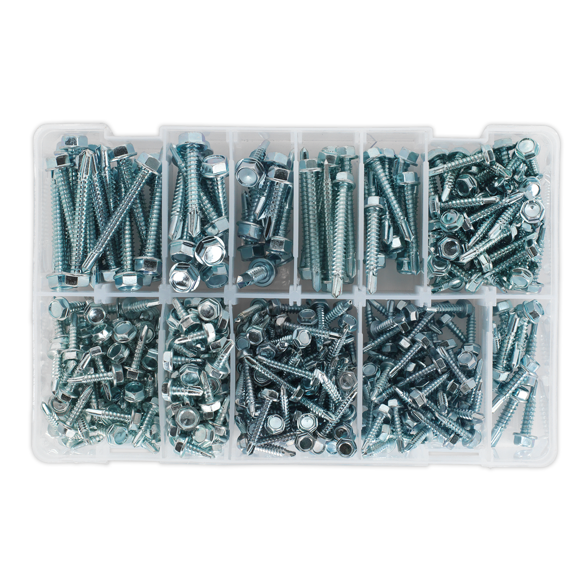 Sealey AB061SDH Self Drilling Screw Assortment 410pc Hex Head Zinc