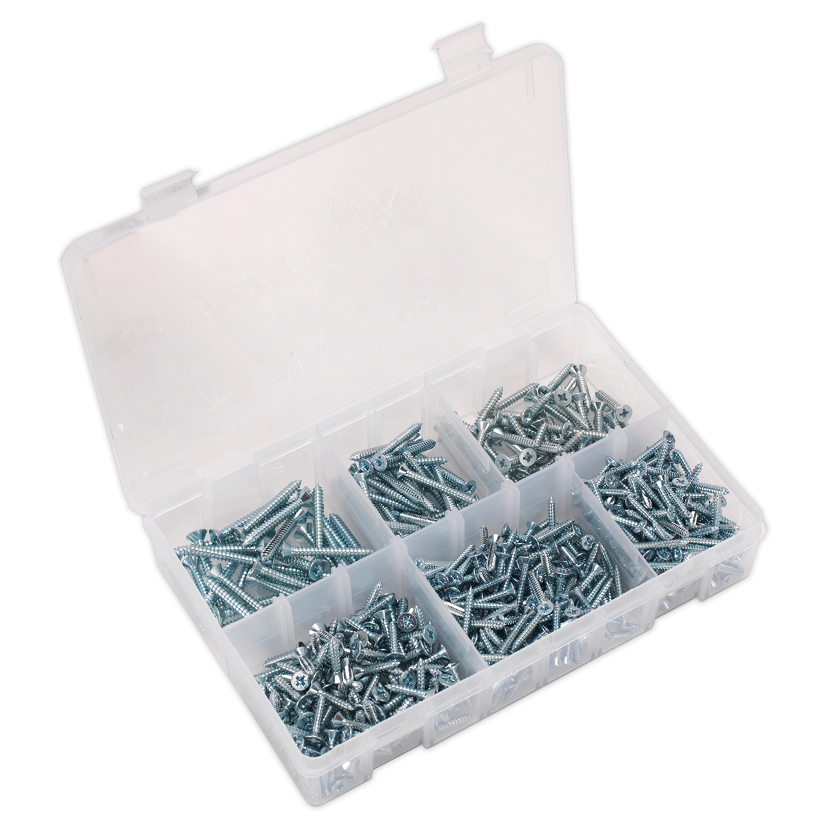 Sealey AB062STCS Self Tapping Screw Assortment DIN 7982 510pc Countersunk Pozi Zinc