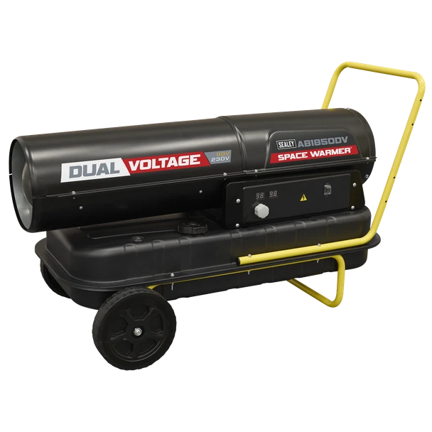 Sealey AB1850DV Dual Voltage Space Warmer® Kerosene/Diesel Heater with Wheels 185,000Btu/hr(55kW)