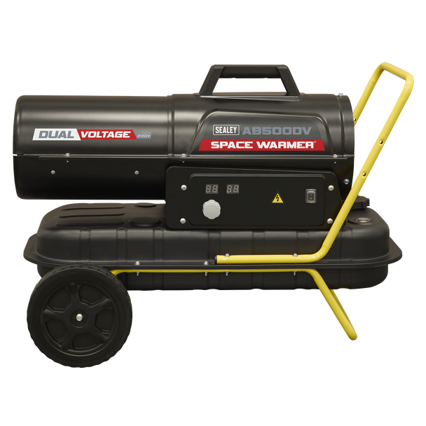 Sealey AB500DV Dual Voltage Kerosene/Diesel Space Warmer® Heater with Wheels 50,000Btu/hr