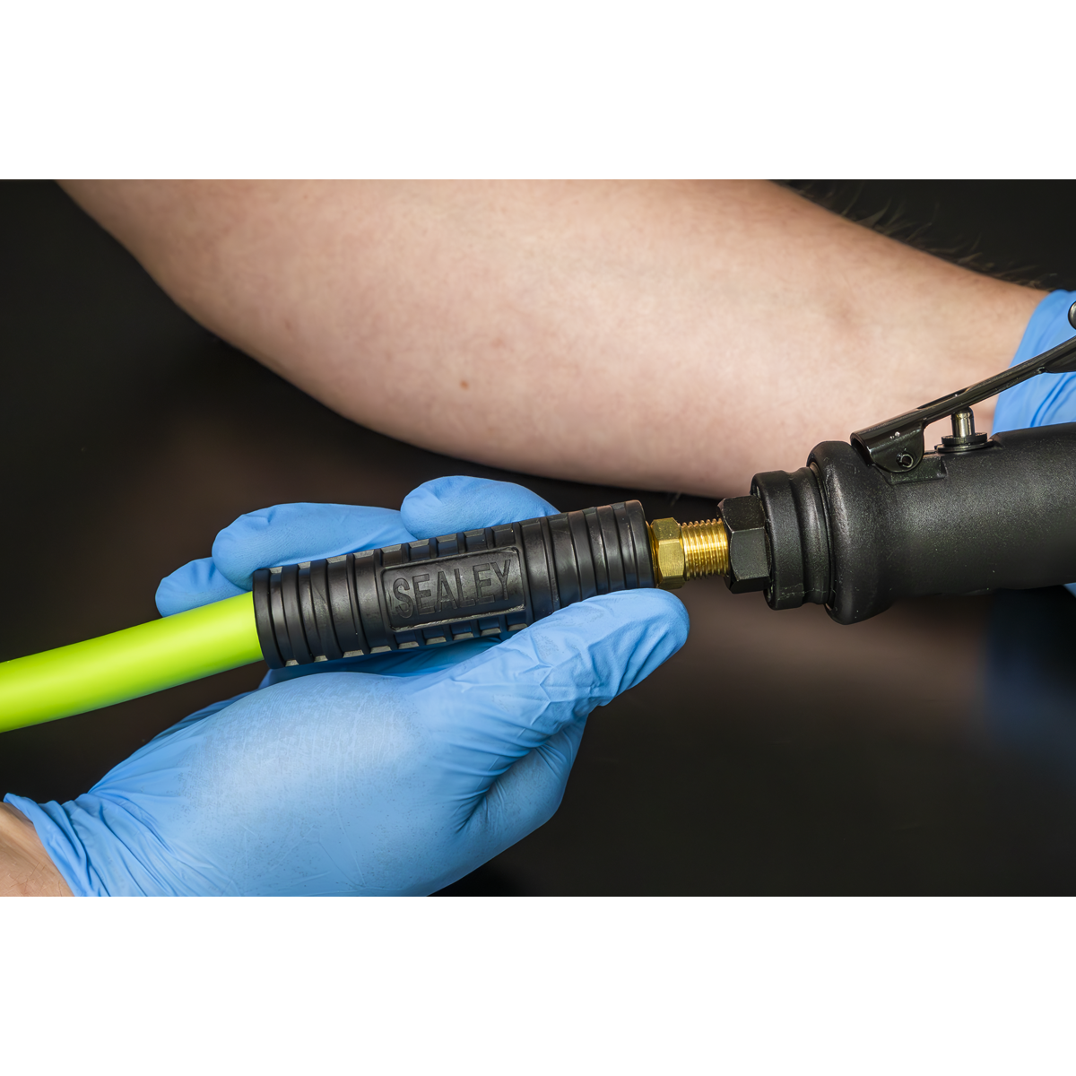 Sealey AHHC10G High-Visibility Hybrid Air Hose with 1/4"BSP Unions 10m x 8mm