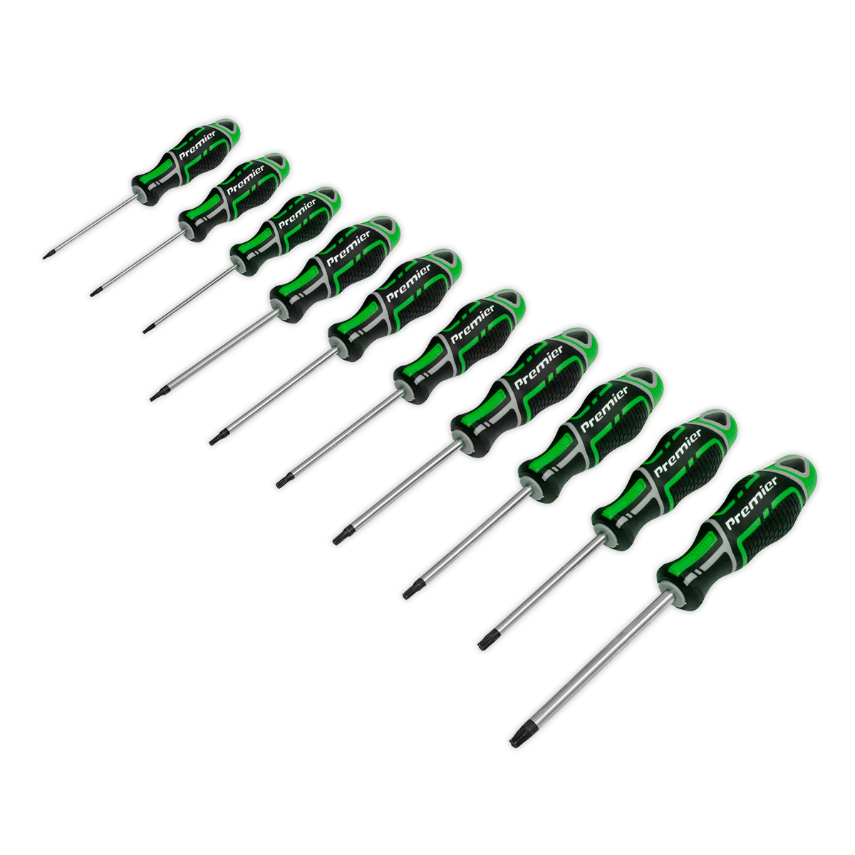 Sealey AK4324HV Screwdriver Set 10pc TRX-Star* GripMAX® - Hi-Vis Green