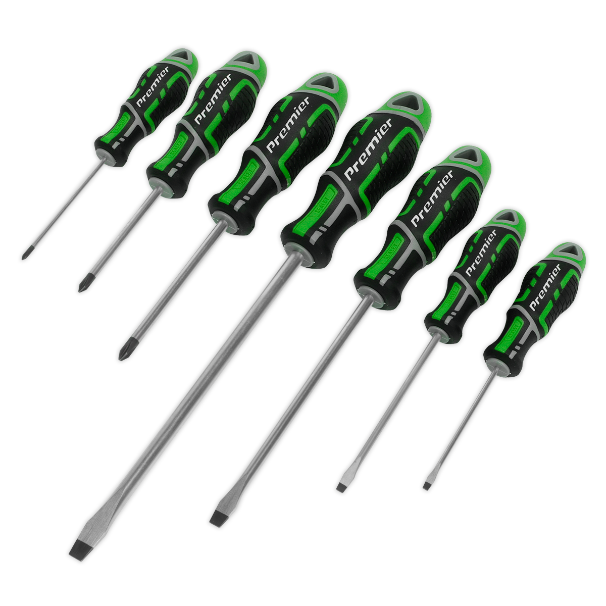 Sealey AK4325HV Screwdriver Set 7pc GripMAX® - Hi-Vis Green
