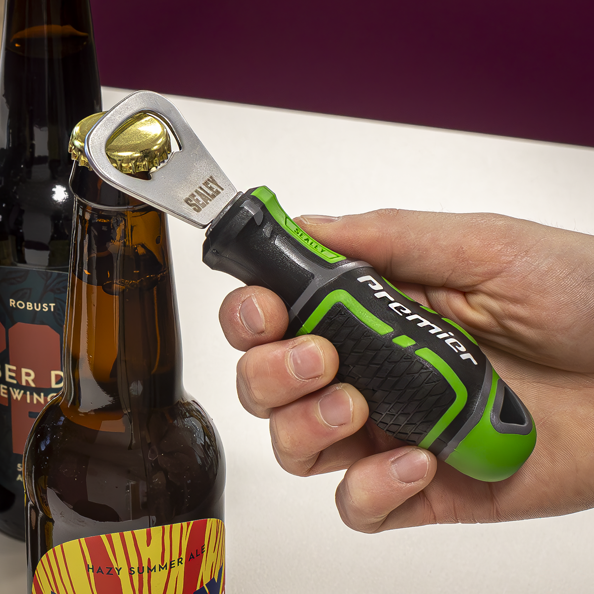 Sealey AK4368HV Bottle Opener GripMAX® - Hi-Vis Green