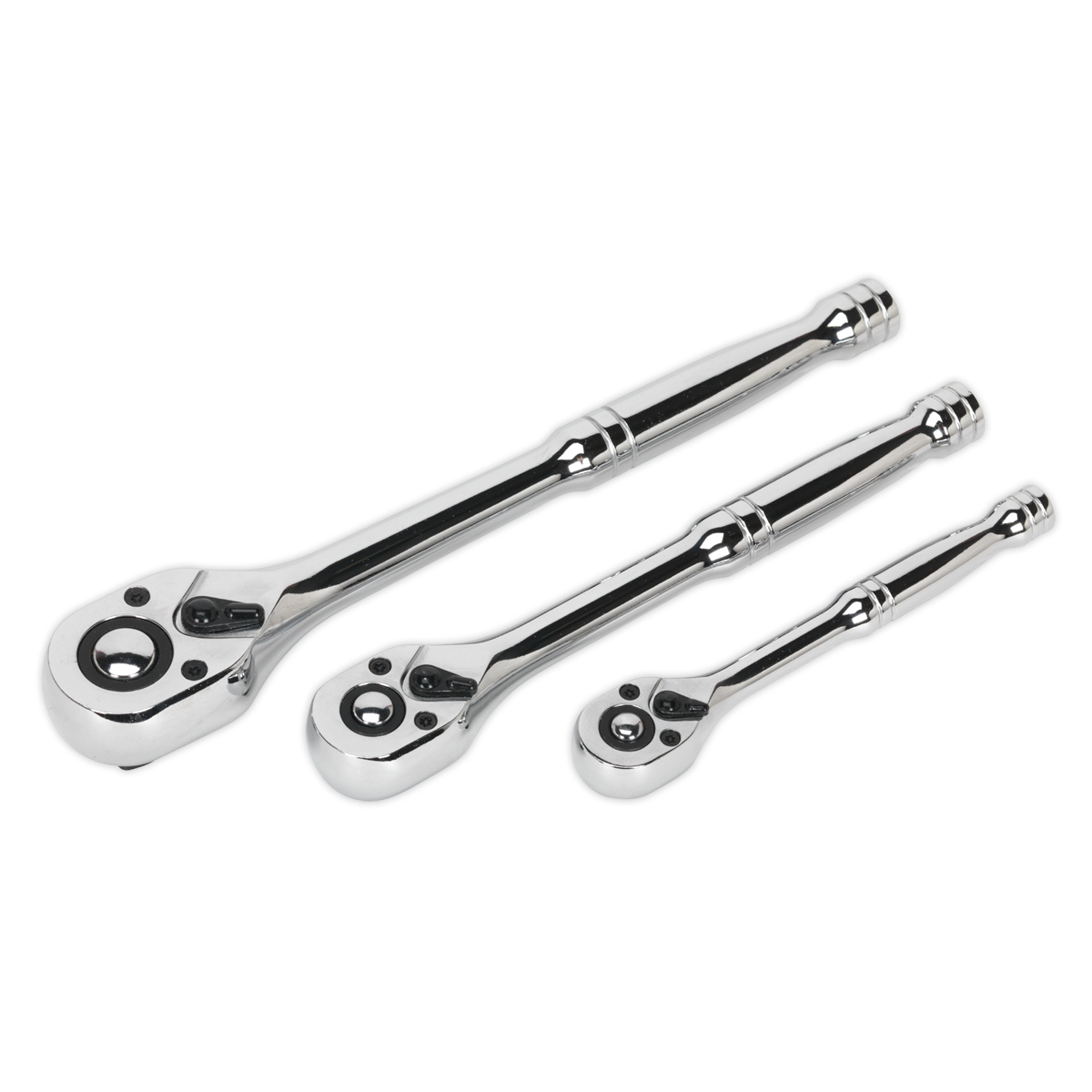 Sealey AK6672 Premier Pear-Head Ratchet Wrench Set with Flip Reverse 3pc