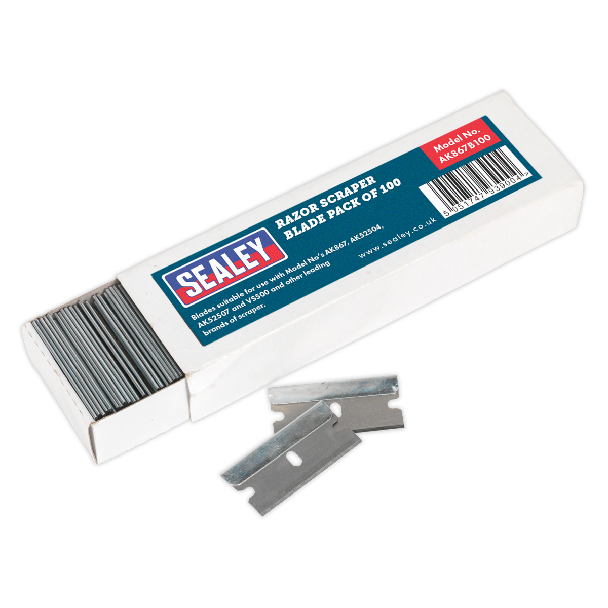 Sealey AK867B100 Razor Scraper Blade Pack of 100