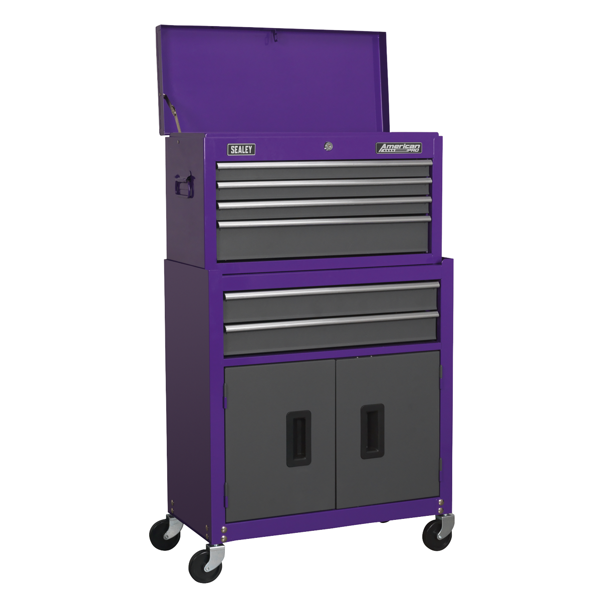Sealey AP2200BBCPSTACK Topchest, Mid-Box & Rollcab 9 Drawer Stack - Purple