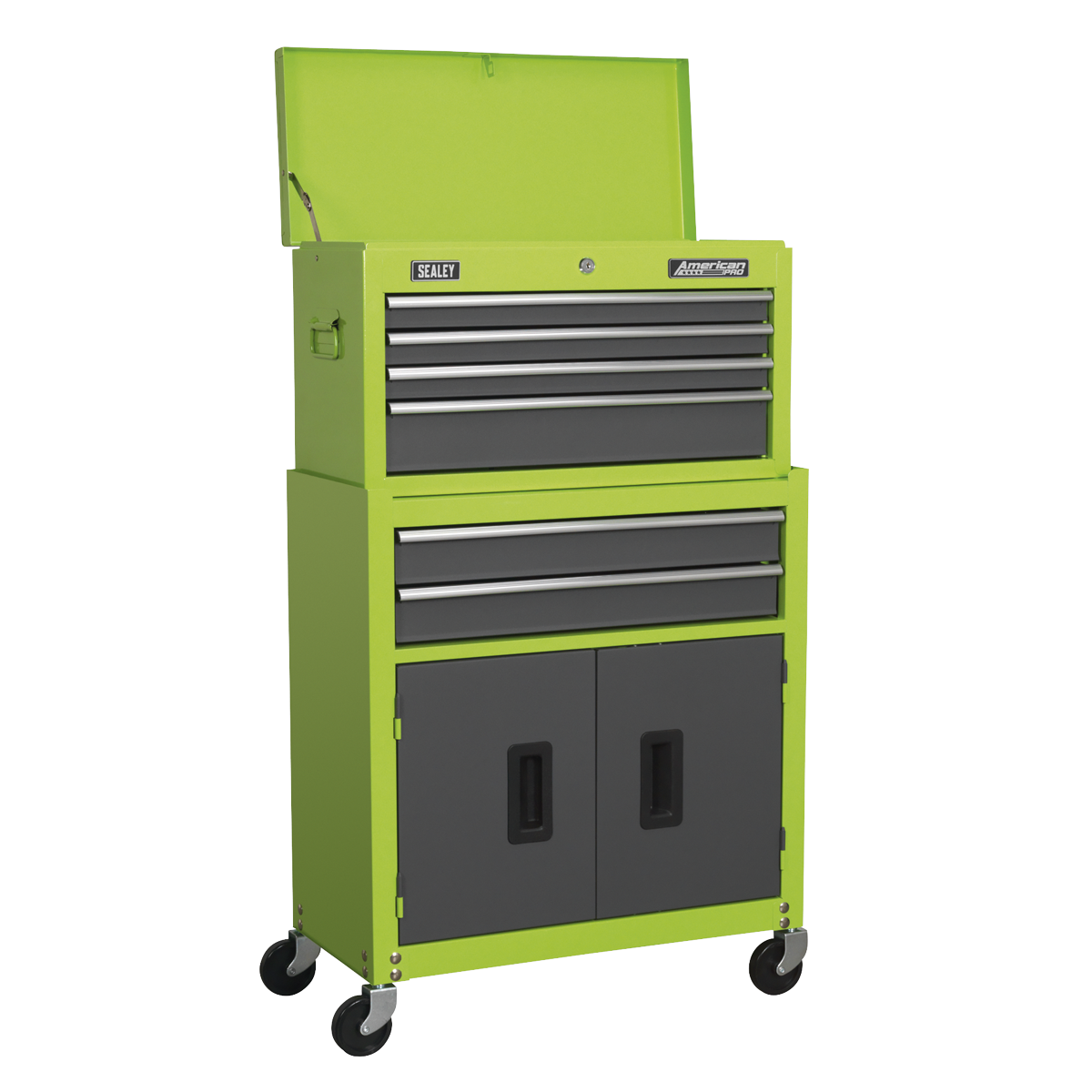 Sealey AP2200COMBOHV American PRO® Topchest & Rollcab Combination 6 Drawer with 170pc Tool Kit - Green/Grey
