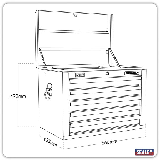 Sealey AP26059TO Topchest 5 Drawer with Ball Bearing Slides - Orange