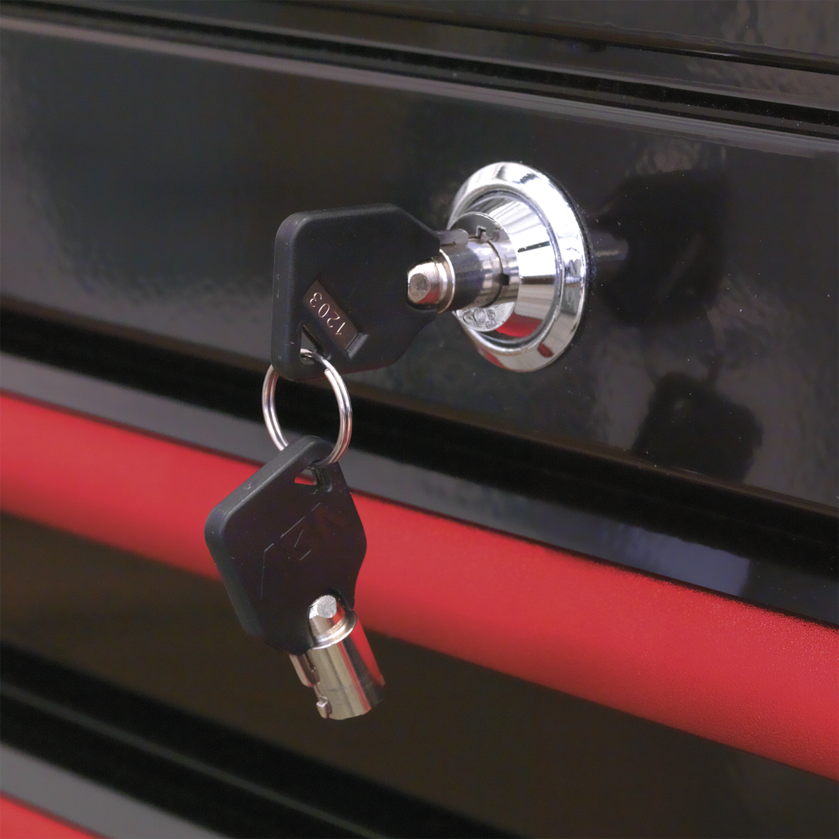 Sealey AP28104BR Premier™ Retro Style Topchest 4 Drawer - Black with Red Anodised Drawer Pulls