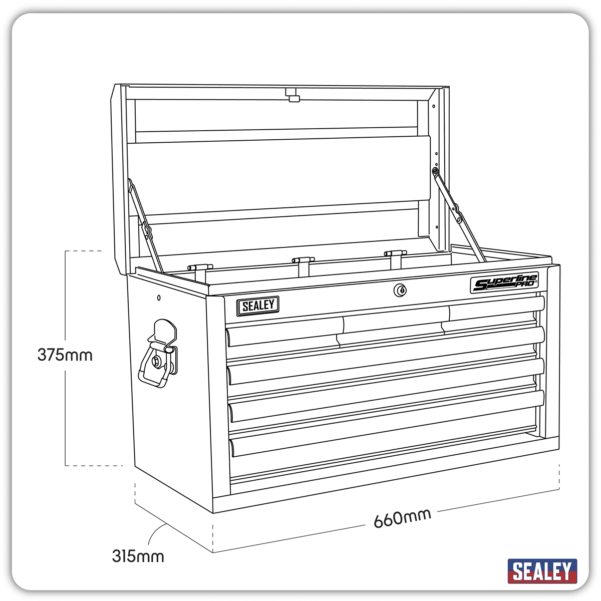 Sealey AP33069B Topchest 6 Drawer with Ball Bearing Slides - Black