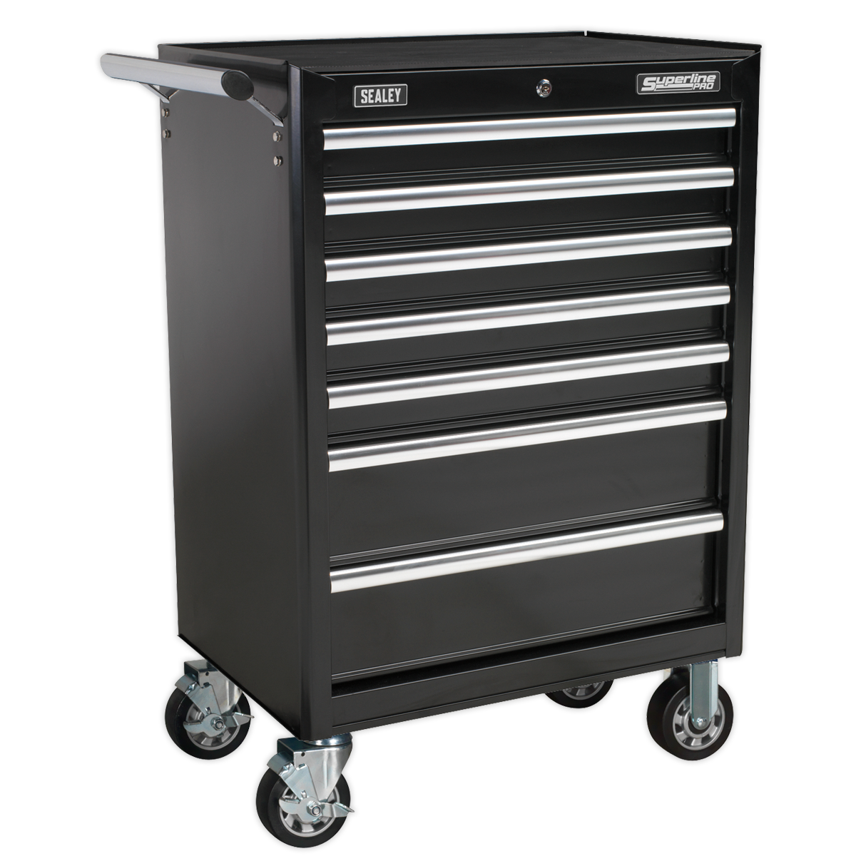 Sealey APCOMBOBBTK58 Topchest & Rollcab Combination 15 Drawer with Ball Bearing Slides - Black & 147pc Tool Kit