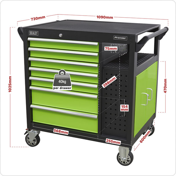 Sealey AP36MWS Mobile Workstation 7 Drawer & Cupboard 920mm
