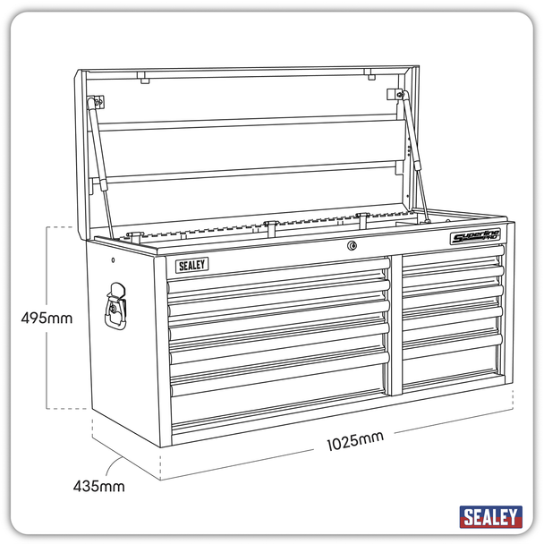 Sealey AP41110B Topchest 10 Drawer with Ball Bearing Slides Heavy-Duty - Black