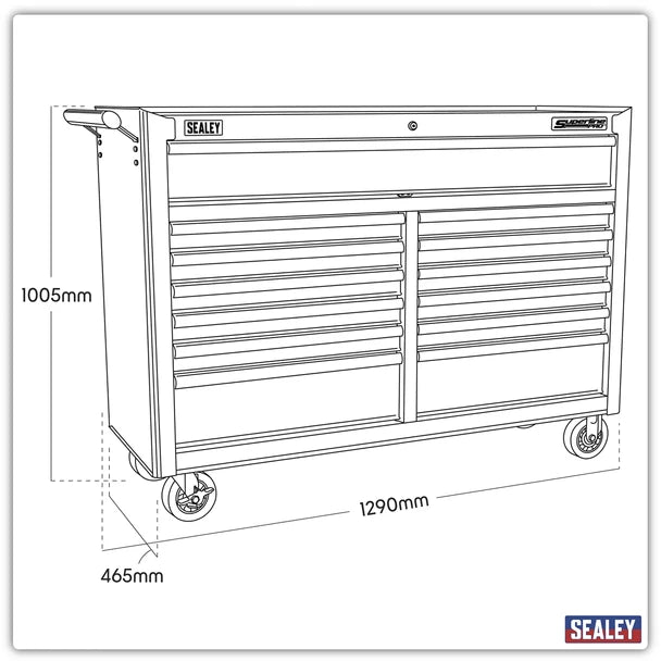 Sealey AP5213TB Rollcab 13 Drawer with Ball Bearing Slides - Black