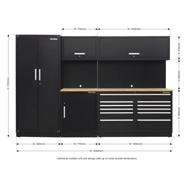 Sealey APMSCOMBO2W Premier 3.26m Storage System - Oak Worktop