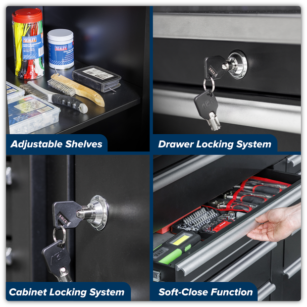 Sealey APMSCOMBO4SS Premier 2.3m Storage System - Stainless Worktop