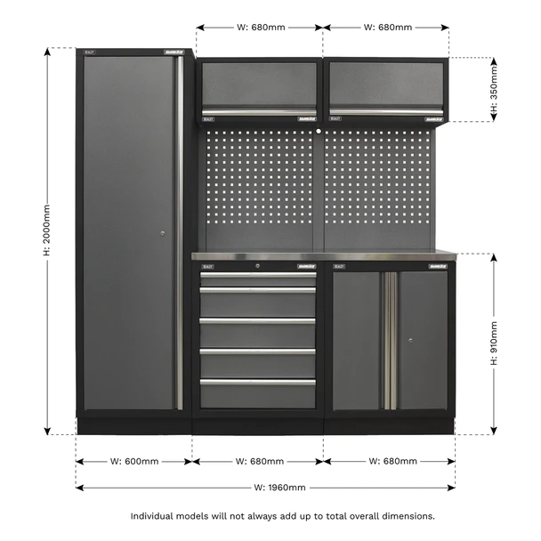 Sealey APMSSTACK02SS Superline Pro 2.0m Storage System - Stainless Worktop