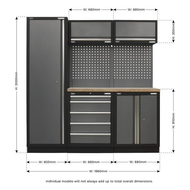 Sealey APMSSTACK02W Superline Pro 2.0m Storage System - Wood Worktop