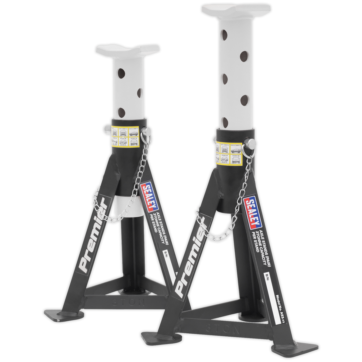 Sealey 3000CXDCOMBO1 Trolley Jack 3t & Axle Stands (Pair) 3t per Stand Combo