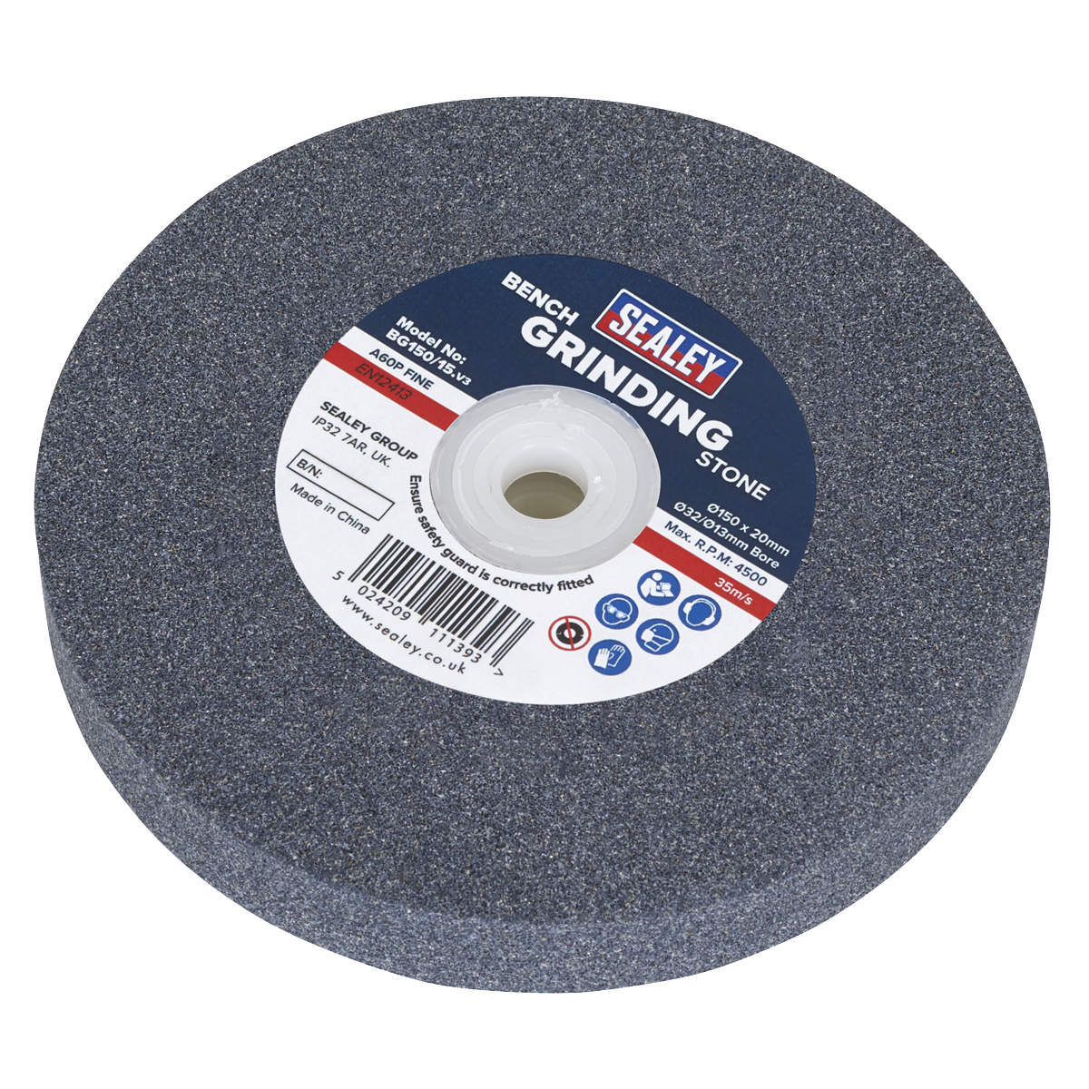 Sealey BG150/15 Grinding Stone 150 x 20mm 32(13)mm Bore A60P Fine
