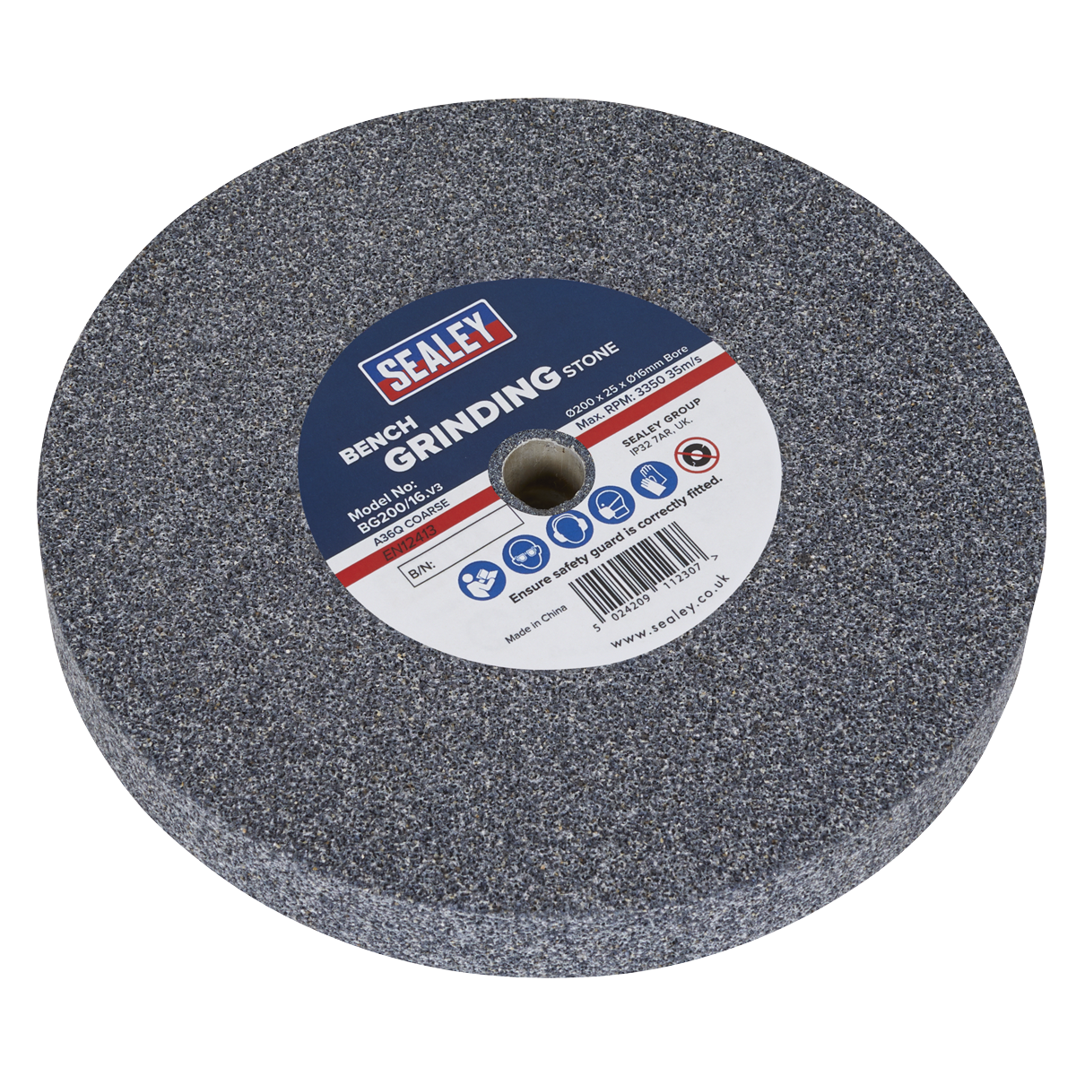 Sealey BG200/16 Grinding Stone 200 x 25mm 16mm Bore A36Q Coarse