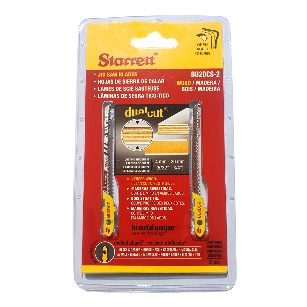 Starrett Jigsaw Blades Set  BU2DCS-2 Dual Cut for Wood Cutting -20MM 3/4"  (2 Pcs)