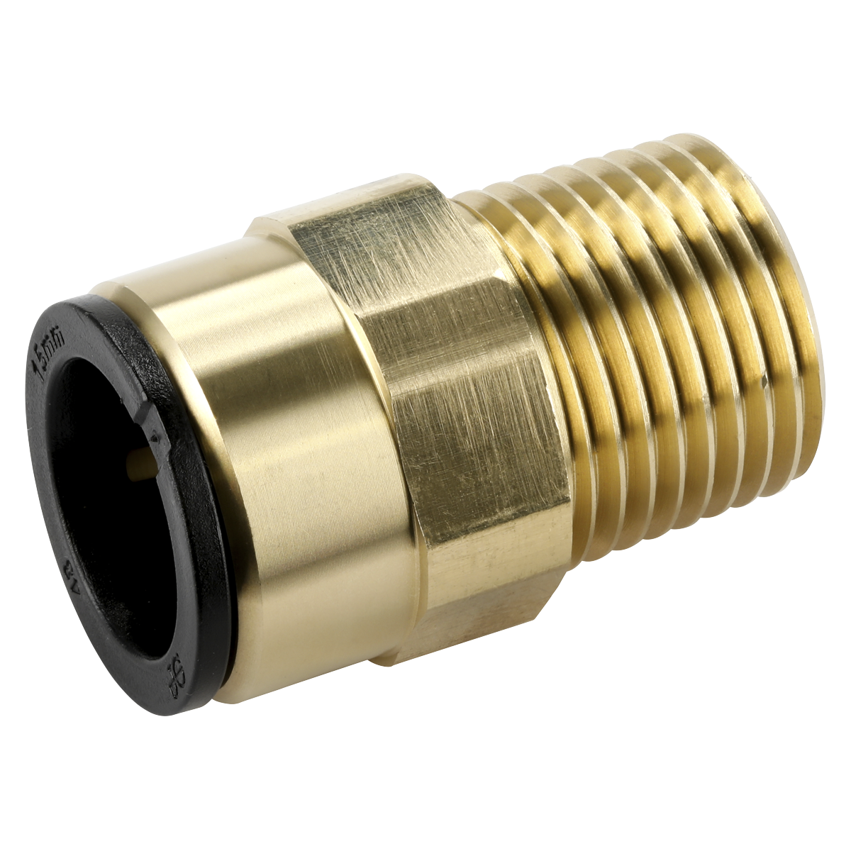 Sealey CAS15BSA Straight Adaptor 15mm x 1/2"BSPT Brass (John Guest Speedfit® - MM011504N)