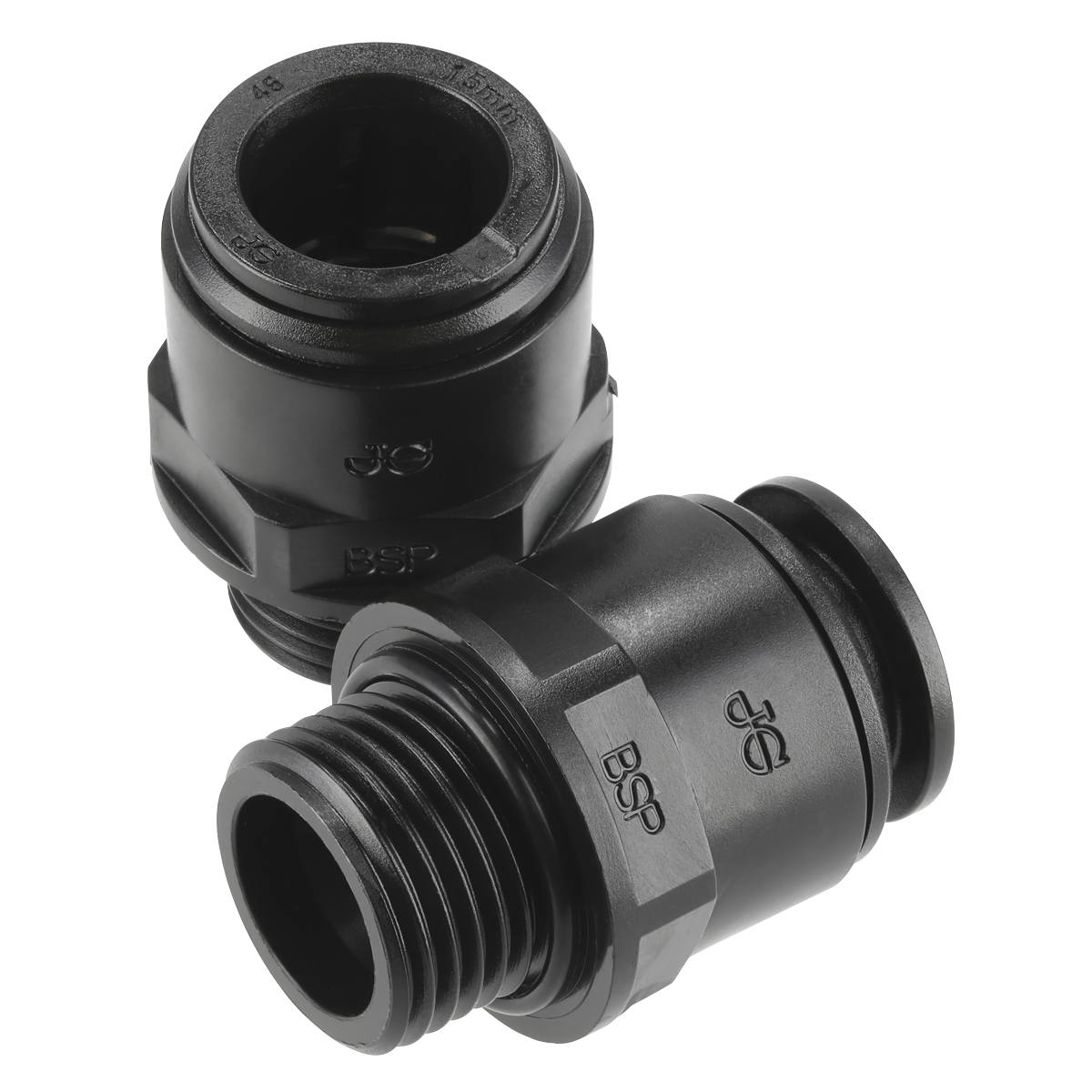 Sealey CAS15SA Straight Adaptor 15mm 1/2"BSP Pack of 2 (John Guest Speedfit® - PM011514E)