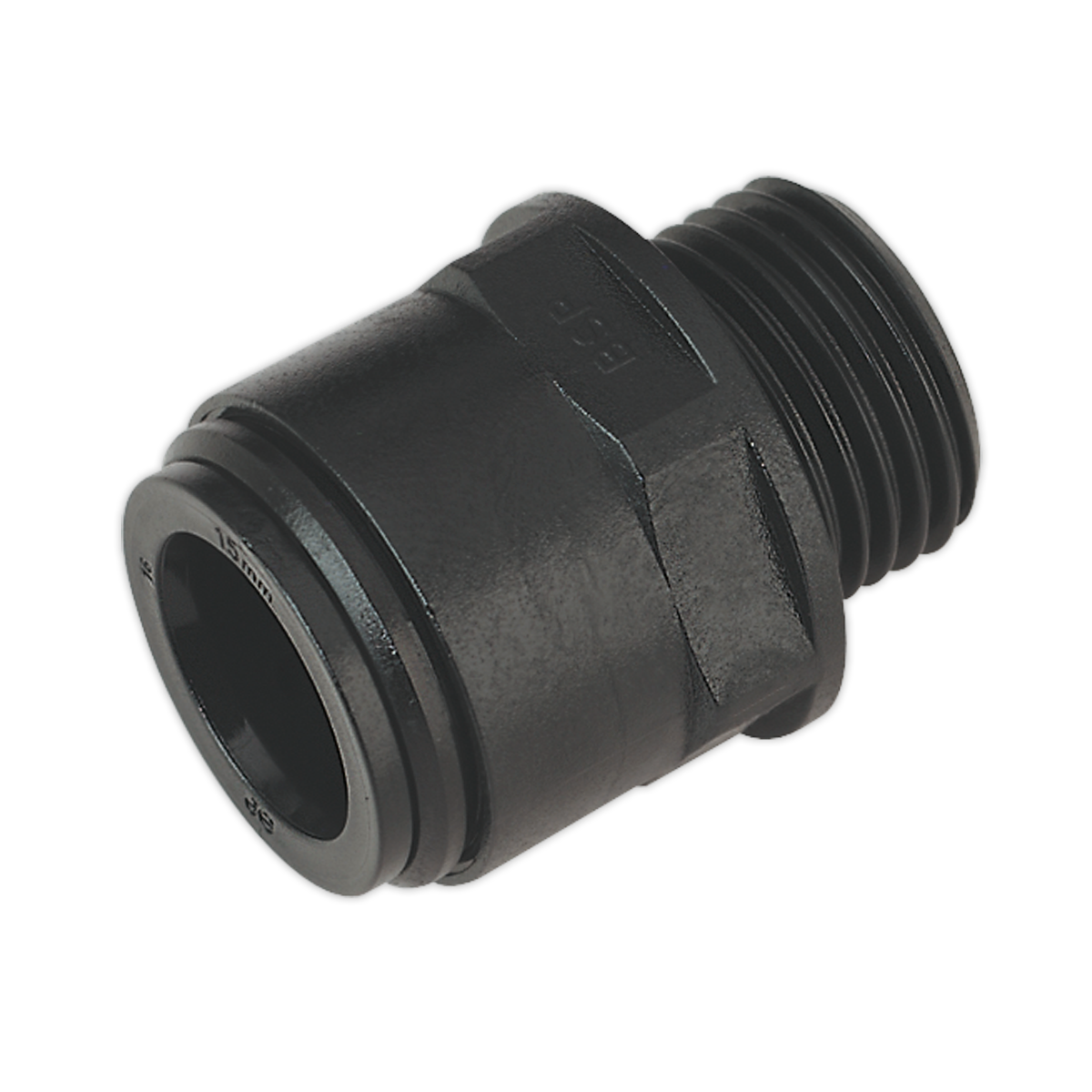 Sealey CAS15SA Straight Adaptor 15mm 1/2"BSP Pack of 2 (John Guest Speedfit® - PM011514E)